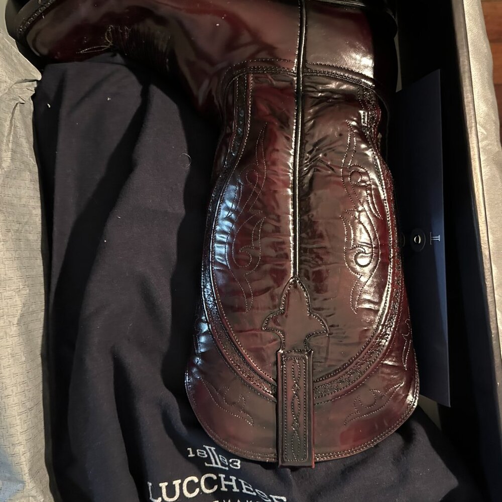 Lucchese Gavin  Goat Black Cherry Cowboy boot, Men size 10.5 - Picture 6 of 7